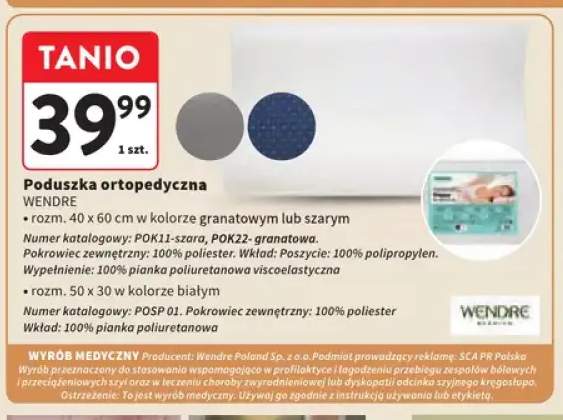Poduszka ortopedyczna 50x30 cm Wendre +1 wariant