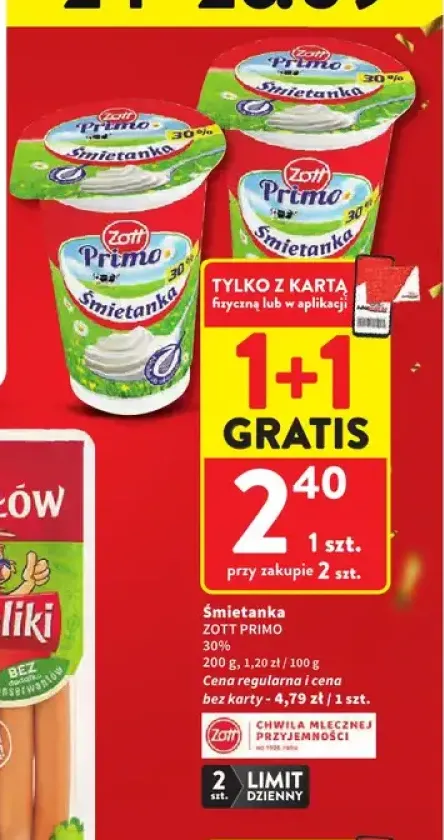 Śmietanka Zott Primo 30%