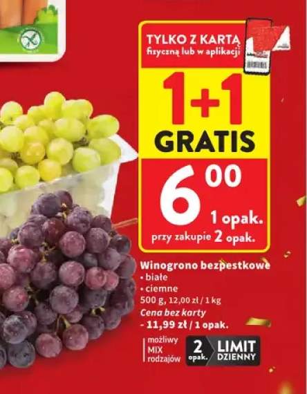 Winogrono bezpestkowe białe +1 wariant