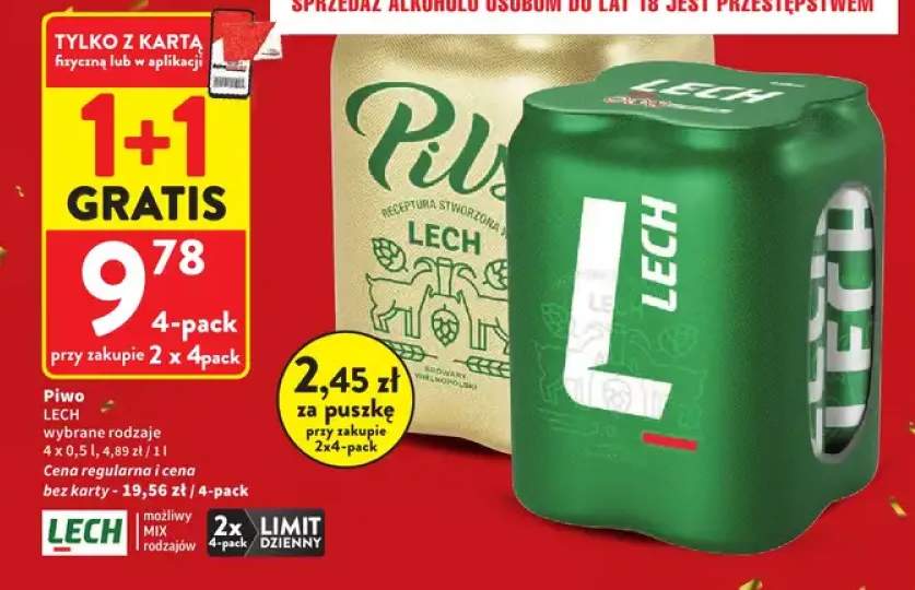 Piwo Lech Pils 4-pak +1 wariant