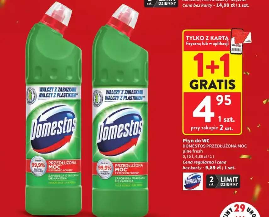 Płyn do WC Domestos Przedłużona Moc pine fresh