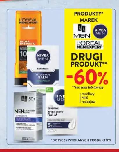 Produkty marek AA Men, Nivea Men, L'Oréal Men Expert
