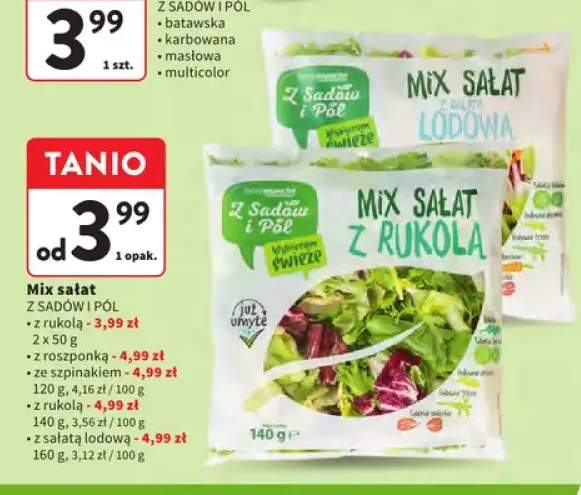 Mix sałat z rukolą 2-pak Z Sadów i Pól +4 warianty