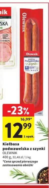 Kiełbasa podwawelska z szynki Olewnik