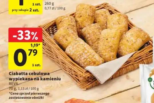 Ciabatta cebulowa wypiekana na kamieniu Reva