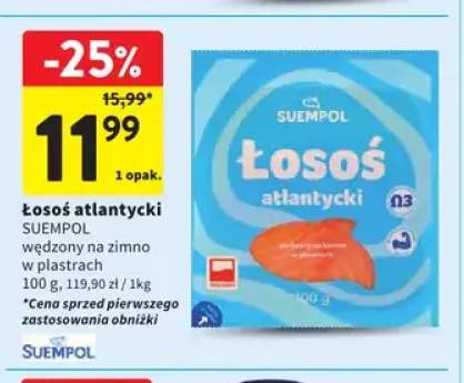 Łosoś atlantycki wędzony na zimno w plastrach Suempol
