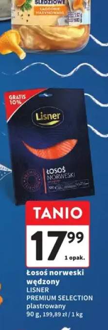 Łosoś norweski wędzony Lisner Premium Selection plastrowany