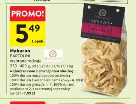 Makaron 100% durum muszla pięciosmakowa Bartolini +4 warianty
