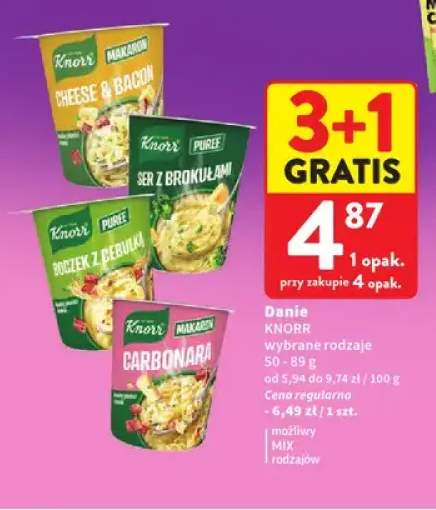 Danie makaron Cheese & Bacon Knorr +3 warianty