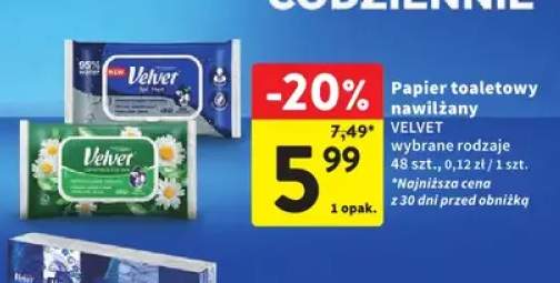 Papier toaletowy nawilżany Velvet