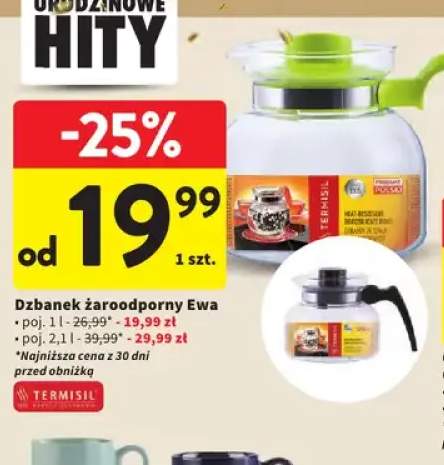 Dzbanek żaroodporny Ewa 1 l Termisil +1 wariant