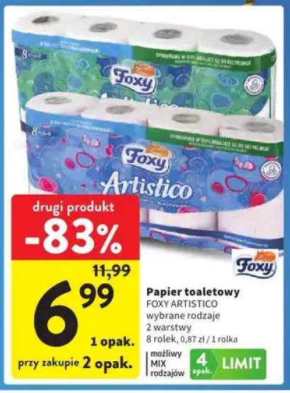 Papier toaletowy Foxy Artistico 2-warstwowy 8-pak