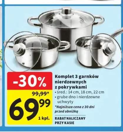Komplet 3 garnków nierdzewnych z pokrywkami