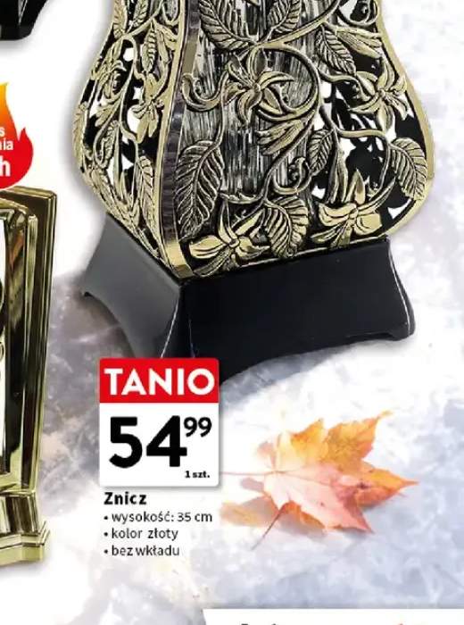 Znicz szklany z liściem Max-Pol