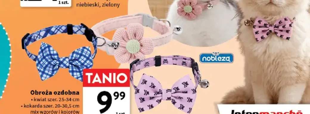 Obroża ozdobna kokarda szer. 20-30,5 cm Nobleza +1 wariant