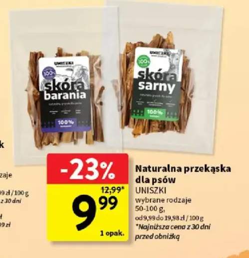 Naturalna przekąska dla psów skóra sarny Uniszki +1 wariant