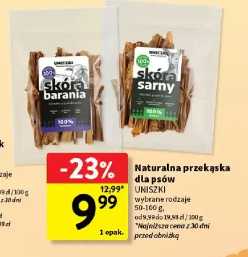 Naturalna przekąska dla psów skóra sarny Uniszki +1 wariant