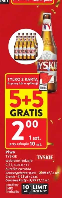 Piwo bezalkoholowe Tyskie +1 wariant