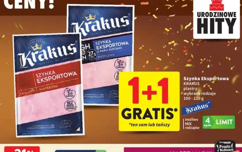 Szynka Eksportowa wieprzowa w plastrach Krakus +1 wariant
