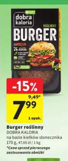Burger roślinny na bazie kiełków słonecznika Dobra Kaloria