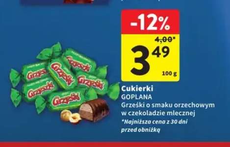 Cukierki Grześki o smaku orzechowym w czekoladzie mlecznej