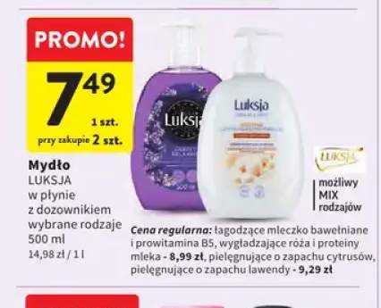 Mydło w płynie z dozownikiem łagodzące mleczko bawełniane i prowitamina B5 Luksja +3 warianty