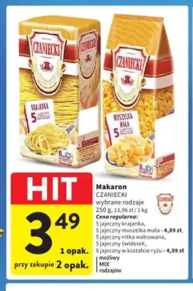 Makaron 5 jajeczny muszelka mała Czaniecki +4 warianty
