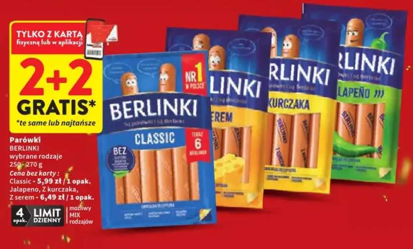 Parówki Berlinki Classic +3 warianty