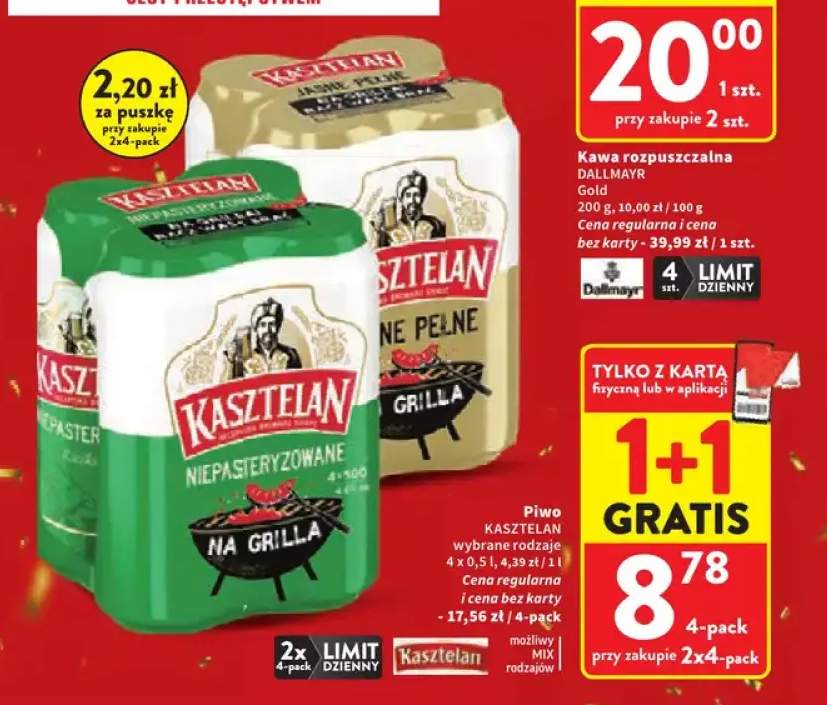 Piwo Kasztelan 4-pak 500 ml +1 wariant