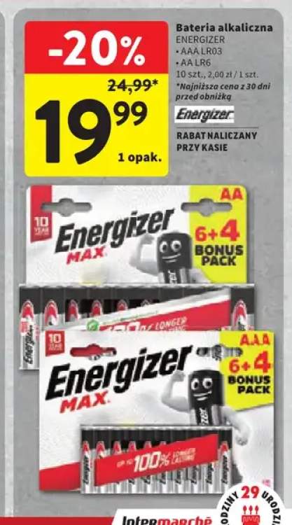 Bateria alkaliczna Aaa LR03 Energizer +1 wariant