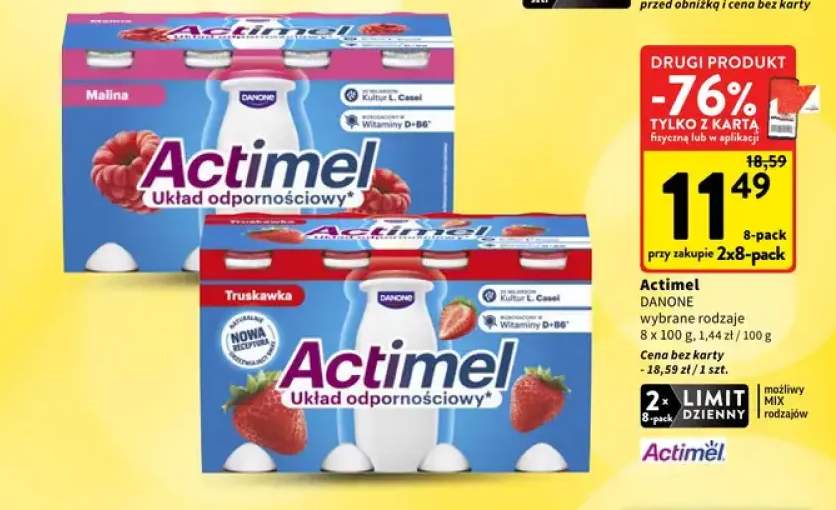 Actimel malinowy 8-pak Danone +1 wariant