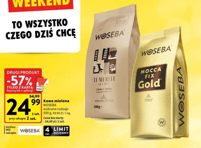 Kawa mielona Woseba Ti Meriti Crema e Aroma +1 wariant