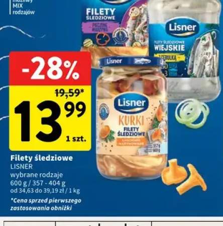 Filety śledziowe wiejskie z cebulką Lisner +2 warianty