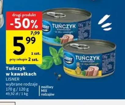 Tuńczyk w kawałkach w sosie własnym Lisner +1 wariant