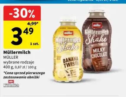 Napój mleczny Müllermilch Shake Banana Twist Müller +1 wariant