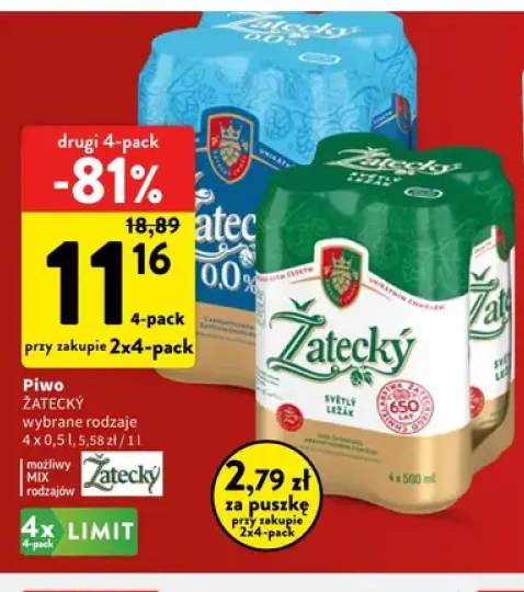 Piwo Žatecký Světlý Ležák 4-pak +1 wariant
