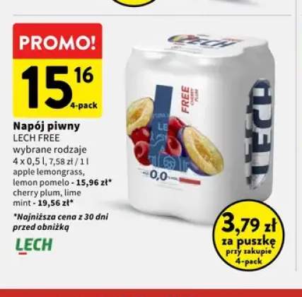 Piwo bezalkoholowe Napój piwny Lech apple lemongrass 4-pak +3 warianty