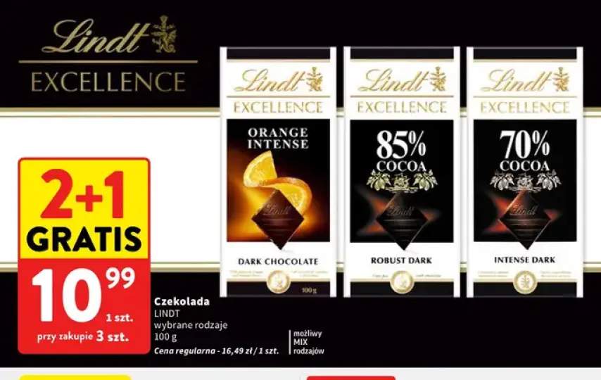 Czekolada Lindt Excellence Orange Intense +2 warianty