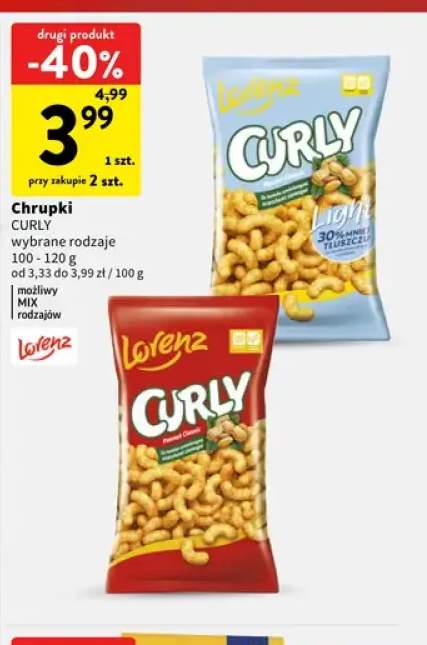 Chrupki Curly peanut classic +1 wariant