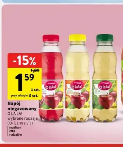 Napój niegazowany O La La! jabłko-wiśnia +2 warianty