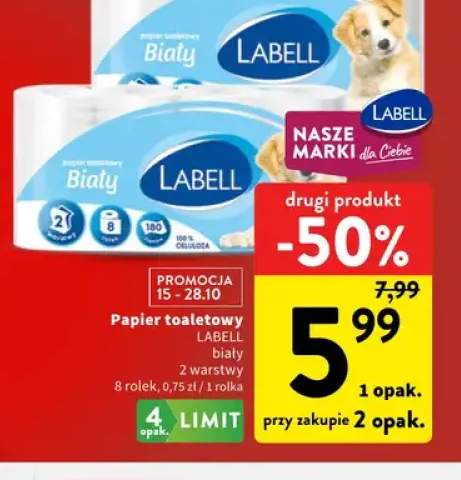 Papier toaletowy Labell biały 2 warstwy 8-pak