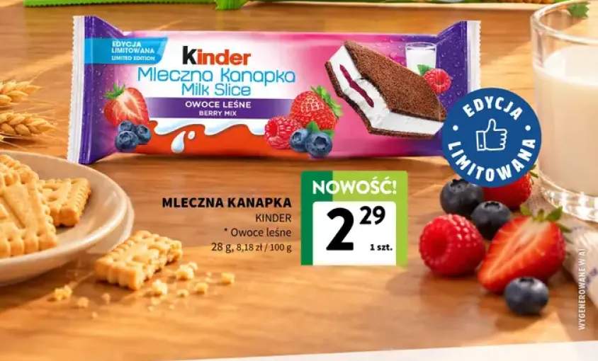 Mleczna kanapka owoce leśne Kinder