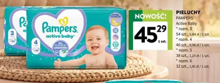 Pieluchy Pampers Active Baby rozm. 3 +3 warianty