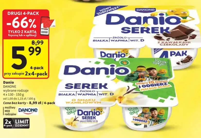 Serek Danio o smaku waniliowym 4-pak Danone +1 wariant