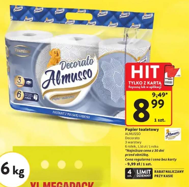 Papier toaletowy Decorato 3 warstwy 6-pak Almusso