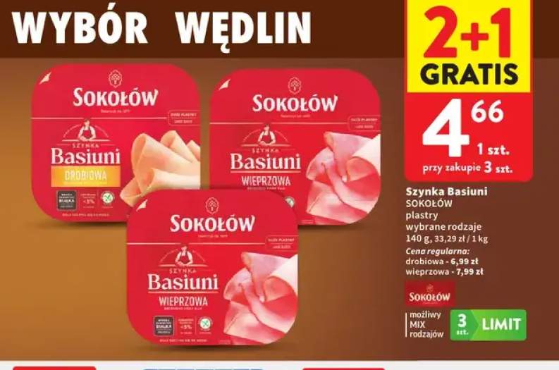 Szynka Basiuni wieprzowa Sokołów +1 wariant