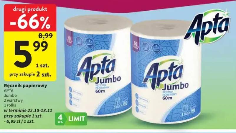 Ręcznik papierowy Jumbo 2 warstwy Apta