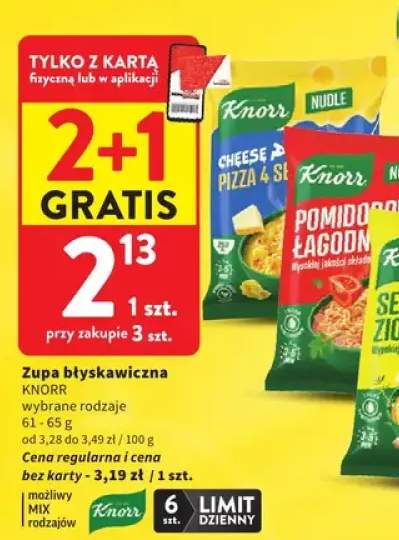 Zupa błyskawiczna Knorr Nudle Cheese & Pizza +2 warianty