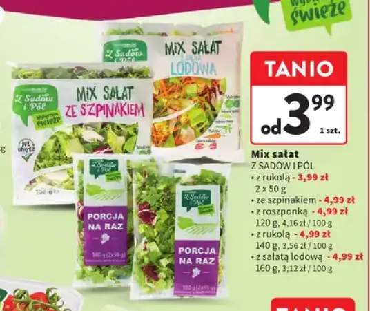 Mix sałat z rukolą 2x50 g Z Sadów i Pól +4 warianty