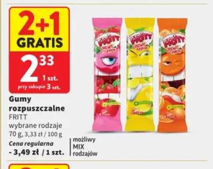 Gumy rozpuszczalne Fritt truskawkowe +2 warianty
